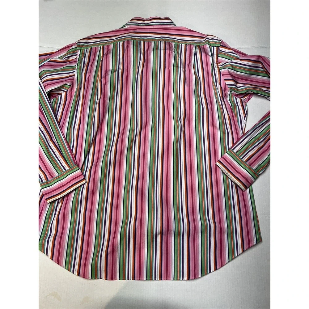Polo By Ralph Lauren Curham Classic Fit Striped Button Up Shirt Men's XL Vintage